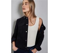 Tanktop STREET ONE "Style Anni", Damen, Gr. 46, weiß (sanftes weiß), Jersey, Obermaterial: 48% Baumwolle, 48% Modal, 4% Elasthan, unifarben, regular fit taillenbedeckt, Rundhals, Tops Tanktop, Topsell