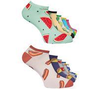 Basic Treasure 10 Paar Lustige Socken 39-42, Happy Socks aus Baumwolle, Bunte Sneakersocken mit Witzigen Motiven, Funny-Socken Damen und Herren (Food | Sneaker)