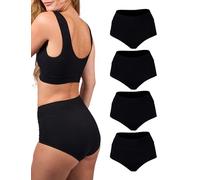 Basic Treasure 4er Pack Bauchweg Unterhose Damen, High Waist Shapewear Briefs, Figurformende Unterwäsche, Shapewear, Miederhose Damen-Unterhosen, XL, Schwarz