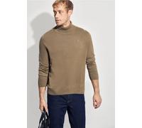 Rollkragenpullover STREET ONE MEN, Herren, Gr. XL (44), beige (dull braun), Web, 100% Baumwolle, unifarben, normal normal, hoch geschlossener Ausschnitt, Rippbündchen, Pullover Rollkragenpullover, aus