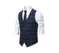 Basic Weste Herren Slim Fit Mode Gutaussehend Weste Herren Casual Gentleman Business Blazer Weste Herren Jugend Vintage All-Match Anzug Weste Herren F-Dark Blue L