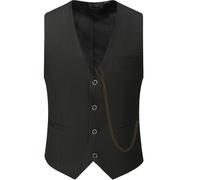 Basic Weste Herren Slim Fit V-Ausschnitt Einfarbig Weste Herren Vintage Business Casual Blazer Weste Herren Gentleman Bankett Abschlussball Anzug Weste Herren A-Black L
