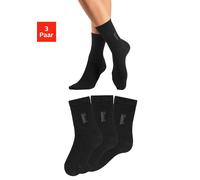 Basicsocken BENCH., Damen, Gr. 35-38, schwarz (3x schwarz), Baumwollmischung, unifarben, elastisch, Socken, mit Bench Logo Stickerei (72892212-35) 3x schwarz