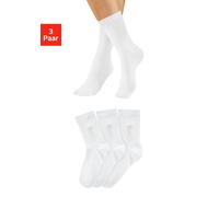 Basicsocken BENCH. "Damensocken hochgeripptes Bündchen", Damen, Gr. 35-38, 3x weiß, Baumwollmischung, elastisch, Socken, mit Bench Logo Stickerei (33048457-35) 3x weiß