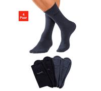 Basicsocken BENCH., Herren, Gr. 43-46, blau (2x marine, 2x jeansblau, meliert), Baumwollmischung, meliert, unifarben, elastisch, Socken, in angenehm weicher Markenqualität (19113401-43) 2x marine, 2x 
