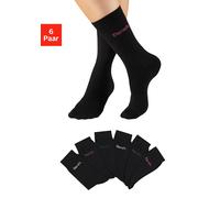 Basicsocken BENCH. "Herrensocken für Beruf und Freizeit", Damen, Gr. 47-48, schwarz (6x schwarz), Baumwollmischung, unifarben, elastisch, Socken, mit farbigem kleinen Markenlogo (50487928-47) 6x schwa