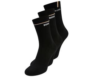 Basicsocken BOSS "3P QS Iconic CC SP W", Damen, Gr. 35-38, schwarz (schwarz 001), Baumwollmischung, Socken, kontrastfarbene Details (86209952-35) schwarz 001