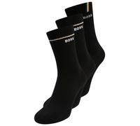Basicsocken BOSS "3P QS Iconic CC SP W", Mädchen, Gr. 35-38, schwarz (schwarz 001), Baumwollmischung, Socken, kontrastfarbene Details (86209952-35) schwarz 001
