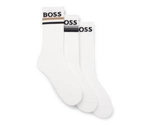 Basicsocken BOSS "3PQS PiquetStripe VI", Herren, Gr. 43-46, weiß (open miscellaneous 960), Materialmix, gemustert, elastisch, Socken, aus Bambus-Mix mit Logos (36855632-43) open miscellaneous 960