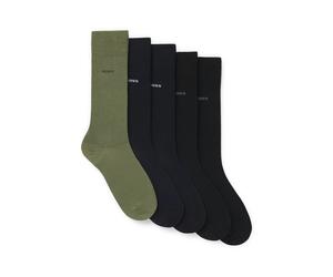Basicsocken BOSS, Herren, Gr. 39-42, grün (open miscellaneous 977), Baumwollmischung, gemustert, elastisch, Socken, aus Baumwoll-Mix im Fünferpack (55243768-39) open miscellaneous 977