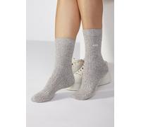 Basicsocken COPENHAGEN STUDIOS, Damen, Gr. 35-38, 1x taupe meliert, Baumwollmischung, melange, elastisch, Socken, gerippt mit Logo Stickerei (76816606-35) 1x taupe meliert
