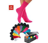 Basicsocken GO IN, Damen, Gr. 35-38, bunt (10x bunt, 10x schwarz), Baumwolle, Baumwollmischung, Elasthan, Polyamid, unifarben, elastisch, Socken, in der großen Big-Box (200050-35) 10x bunt, 10x schwar