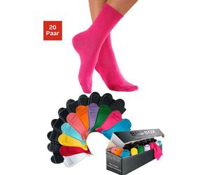 Basicsocken GO IN, Damen, Gr. 35-38, bunt (10x bunt, 10x schwarz), Baumwolle, Baumwollmischung, Elasthan, Polyamid, unifarben, elastisch, Socken, in der großen Big-Box (200050-35) 10x bunt, 10x schwar