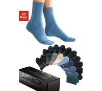 Basicsocken GO IN, Damen, Gr. 39-42, blau (6x blau, 1x beige, 1x grau, 1x anthrazit, 11x schwarz), Baumwolle, Baumwollmischung, Elasthan, Polyamid, unifarben, elastisch, Socken, in der großen Big-Box