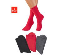 Basicsocken H.I.S, Damen, Gr. 39-42, 1x schwarz, 1x rot, 1x anthrazit, Viskose, unifarben, elastisch, Socken, mit extra weicher Viskose (81970260-39) 1x schwarz, 1x rot, 1x anthrazit