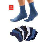 Basicsocken H.I.S, Damen, Gr. 39-42, blau (2x schwarz, 2x blau, 2x blau, meliert, 2x jeans, meliert, 2x weiß), Baumwollmischung, unifarben, elastisch, Socken, mit eingestrickten Symbolen (51075439-39)
