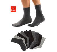 Basicsocken H.I.S, Damen, Gr. 43-46, schwarz (4x schwarz, 2x anthrazit, meliert, 2x grau, meliert, 2x hellgrau, meliert), Baumwollmischung, uni und meliert, elastisch, Socken, mit eingestrickten Symbo