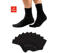 Basicsocken H.I.S "Damen Herren Business Socken, Anzugsocken ohne Gummibund", Damen, Gr. 43-46, schwarz (10x schwarz), Baumwolle, Baumwollmischung, Elasthan, Polyamid, unifarben, elastisch, Socken, mi