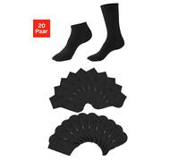 Basicsocken H.I.S "Damen und Herren Atmungsaktiver Baumwollanteil; Business, Basic", Herren, Gr. 39-42, schwarz (20x schwarz), Baumwollmischung, unifarben, elastisch, Socken, zwei Längen im Kombi Pack