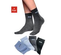 Basicsocken H.I.S, Herren, Gr. 35-38, blau (hellblau, blau, grau, schwarz), Baumwolle, Elasthan, Polyamid, unifarben, elastisch, Socken, mit eingestricktem Markenlogo (732748-35) hellblau, blau, grau,