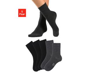 Basicsocken H.I.S, Herren, Gr. 35-38, schwarz (3x schwarz, 2x anthrazit meliert), Baumwollmischung, meliert, unifarben, elastisch, Socken, mit besonders weichem Bündchen (15662635-35) 3x schwarz, 2x a