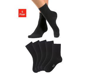 Basicsocken H.I.S, Herren, Gr. 35-38, schwarz (5x schwarz), Baumwollmischung, unifarben, elastisch, Socken, mit besonders weichem Bündchen (52005935-35) 5x schwarz