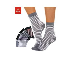 Basicsocken H.I.S, Herren, Gr. 39-42, bunt (grau, schwarz, dunkelgrau, schwarz, hellgrau, rot, schwarz), Baumwolle, Elasthan, Polyamid, geringelt, elastisch, Socken, mit eingestricktem Markenlogo (813