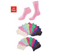 Basicsocken H.I.S, Herren, Gr. 43-46, 2x rosa, 2x pink, 2x altrosa, 6x blau, 2x braun, 4x grün, 2x ecru, Baumwollmischung, unifarben, elastisch, Socken, zwei Längen im Kombi Pack (42261438-43) 2x rosa
