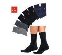 Basicsocken H.I.S, Herren, Gr. 43-46, blau (schwarz, grau, meliert, anthrazit, marine), Baumwolle, Baumwollmischung, Elasthan, Polyamid, meliert, elastisch, Socken, in angenehmer Baumwollqualität, Top
