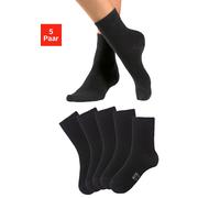Basicsocken H.I.S, Herren, Gr. 43-46, schwarz (5x schwarz), Baumwollmischung, unifarben, elastisch, Socken, mit besonders weichem Bündchen, Topseller (52005935-43) 5x schwarz