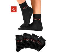 Basicsocken H.I.S, Mädchen, Gr. 19-22, schwarz, Baumwolle, Elasthan (LYCRA), Polyamid, unifarben, elastisch, Socken, mit kontrasfarbenem Logo (326548-19) schwarz