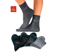 Basicsocken H.I.S, Mädchen, Gr. 35-38, schwarz (schwarz, anthrazit, grau, mittelgrau), Baumwolle, Elasthan (LYCRA), Polyamid, unifarben, elastisch, Socken, mit kontrasfarbenem Logo (364497-35) schwarz