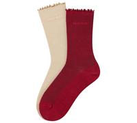 Basicsocken HUGO UNDERWEAR "2P RS LETTUCE CC W", Damen, Gr. 35-38, open rot 643, Baumwollmischung, normal, Socken, Bund leicht gekräuselt (73567043-35) open rot 643