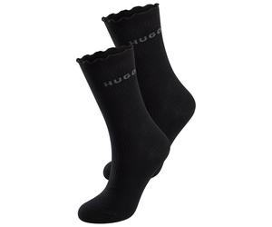 Basicsocken HUGO UNDERWEAR "2P RS LETTUCE CC W", Damen, Gr. 39-42, schwarz 001, Baumwollmischung, normal, Socken, Bund leicht gekräuselt (86280662-39) schwarz 001