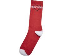 Basicsocken MISTERTEE "MisterTee Unisex Bonjour Bitches Socks 3-Pack", Damen, Gr. 39-42, schwarz, weiß, rot, Baumwolle, Elasthan, Polyester, normal, Socken (34419466-39) schwarz, weiß, rot