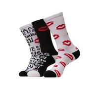 Basicsocken MISTERTEE "MisterTee Unisex Kiss Socks 3-Pack", Mädchen, Gr. 47-50, schwarz, weiß, rot, Baumwolle, Elasthan, Polyester, normal, Socken (94704106-47) schwarz, weiß, rot
