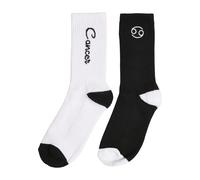 Basicsocken MISTERTEE "MisterTee Unisex Zodiac Socks 2-Pack", Damen, Gr. 39-42, Normalgrößen, schwarz, weiß cancer, Baumwolle, Elasthan, Polyester, unifarben, normal, Socken (19413939-39) schwarz, wei