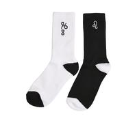 Basicsocken MISTERTEE "MisterTee Unisex Zodiac Socks 2-Pack", Damen, Gr. 43-46, Normalgrößen, schwarz, weiß leo, Baumwolle, Elasthan, Polyester, unifarben, normal, Socken (54608032-43) schwarz, weiß l