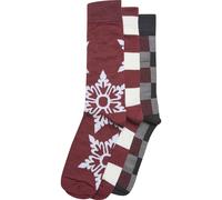 Urban Classics Unisex TB6537-Christmas Snowflakes 3-Pack Socken, Burgundy, 39-42