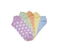 Basicsocken URBAN CLASSICS "Urban Classics Unisex No Show Socks Dots 5-Pack", Damen, Gr. 47-50, bunt (summercolor), Baumwolle, Elasthan, Polyester, normal, Socken (69286220-47) summercolor