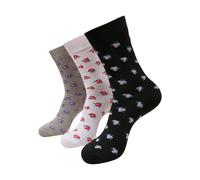 Basicsocken URBAN CLASSICS "Urban Classics Unisex Recycled Yarn Flower Socks 3-Pack", Damen, Gr. 35-38, grau schwarz, weiß, Baumwolle, Elasthan, Polyester, normal, Socken (69743611-35) grau schwarz, w