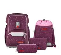 Step by Step Basis Schulranzen-Set „Berry Stars“, 4-teilig, Beere, ergonomischer Tornister mit Reflektoren, Hüft- und Brustgurt, für Kinder ab der 1. Klasse, 20 Liter