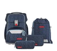 BASIS Schulranzen Set 4tlg Blue Lines-mehrfarbig