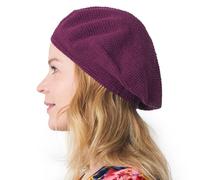 Baskenmütze Damen Barett Herren Beret Häkelmütze Strickmütze aus 100% Baumwolle Barrett für Sommer & Winter Burgund