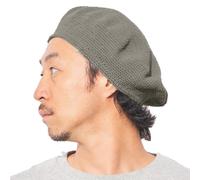 Baskenmütze Damen Barett Herren Beret Häkelmütze Strickmütze aus 100% Baumwolle Barrett für Sommer & Winter Anthrazit