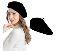 Baskenmütze, Klassische Französischen Barett, Schiebermütze Damen, Barett, Baskenmütze aus Wolle, Wintermütze Barett, Klassisch Plain Französischer Stil Barett, Klassishe Künstler Barrett, Schwarz