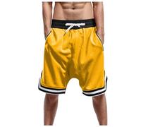 Basketball Shorts Herren Sportshorts Kurz Hosen Streifen Jogginghose Loose Sommer Traininghose mit Elastischer Bund Casual Laufshorts Atmungsaktive Shorts zum Fitness Gym Basketball