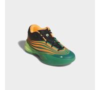 Basketballschuh ADIDAS PERFORMANCE "DAME X J", Mädchen, Gr. 38,5, grün (court grün, lucid orange, frozen lemon), Synthetik, Textil, Schuhe (88611027-38,5) court grün, lucid orange, frozen lemon