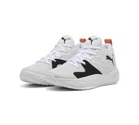 Basketballschuh PUMA "Court Pro 3 Mid Basketballschuhe Jugendliche", Kinder, Gr. 32, schwarz-weiß (weiß schwarz melon glow orange), Obermaterial: Synthetik, Textil. Futter: Textil. Innensohle: Textil.