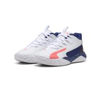 Basketballschuh PUMA "Dagger 2 Mid Basketballschuhe Jugendliche", Kinder, Gr. 38, weiß pink alert elektro blau, Obermaterial: Synthetik, Textil. Futter: Textil. Innensohle: Textil. Laufsohle: Gummi, S